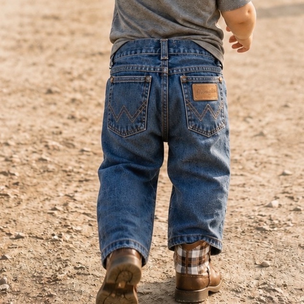 Vintage Wrangler Kids Blue Denim Jeans Straight Leg Medium Wash 12 months 1T CR3
